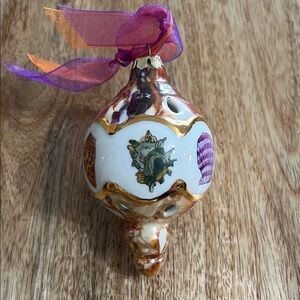 Porcelain Elegant Holiday Ornament with initialed Seashell Design